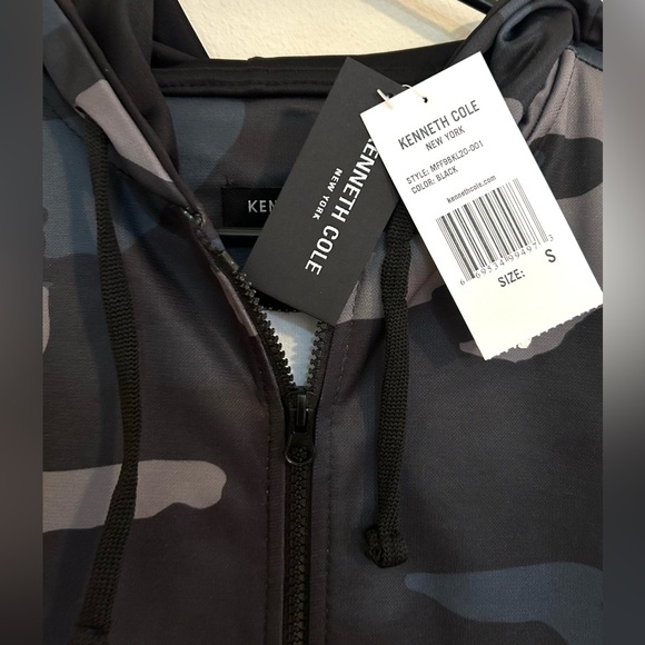 NWT Kenneth Cole Jacket Green & Gray Camouflage Hooded Zip Up Men’s Small - Picture 8 of 12